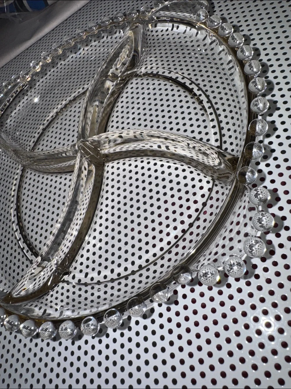 Vintage Imperial Candlewick Glass Divided Relish Dish 8